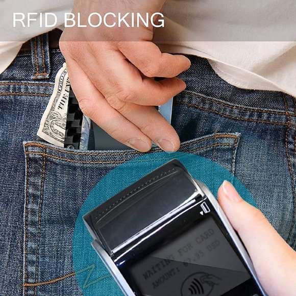 ✨✨BRAND NEW Mens Slim Wallet Minimalist RFID Blocking Money Clip Carbon … - Picture 4 of 8